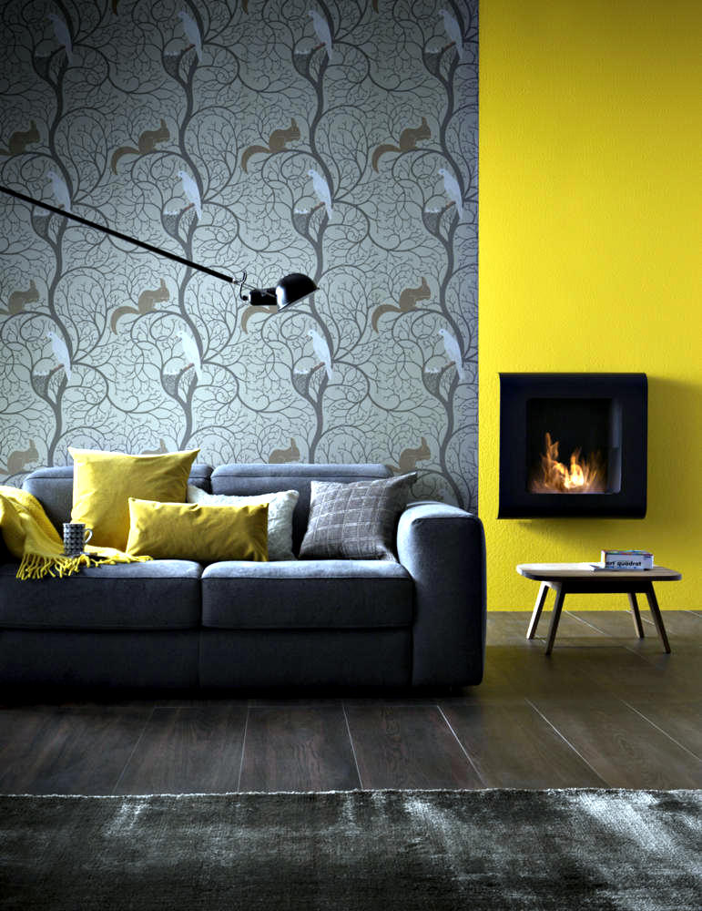 Small Fireplace Wall Before Mustard Yellow Wall Interior Design Ideas Ofdesign